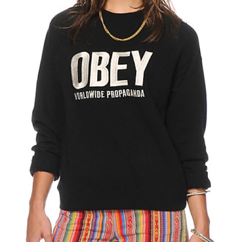 Obey Ellis Black Crew Neck Sweatshirt